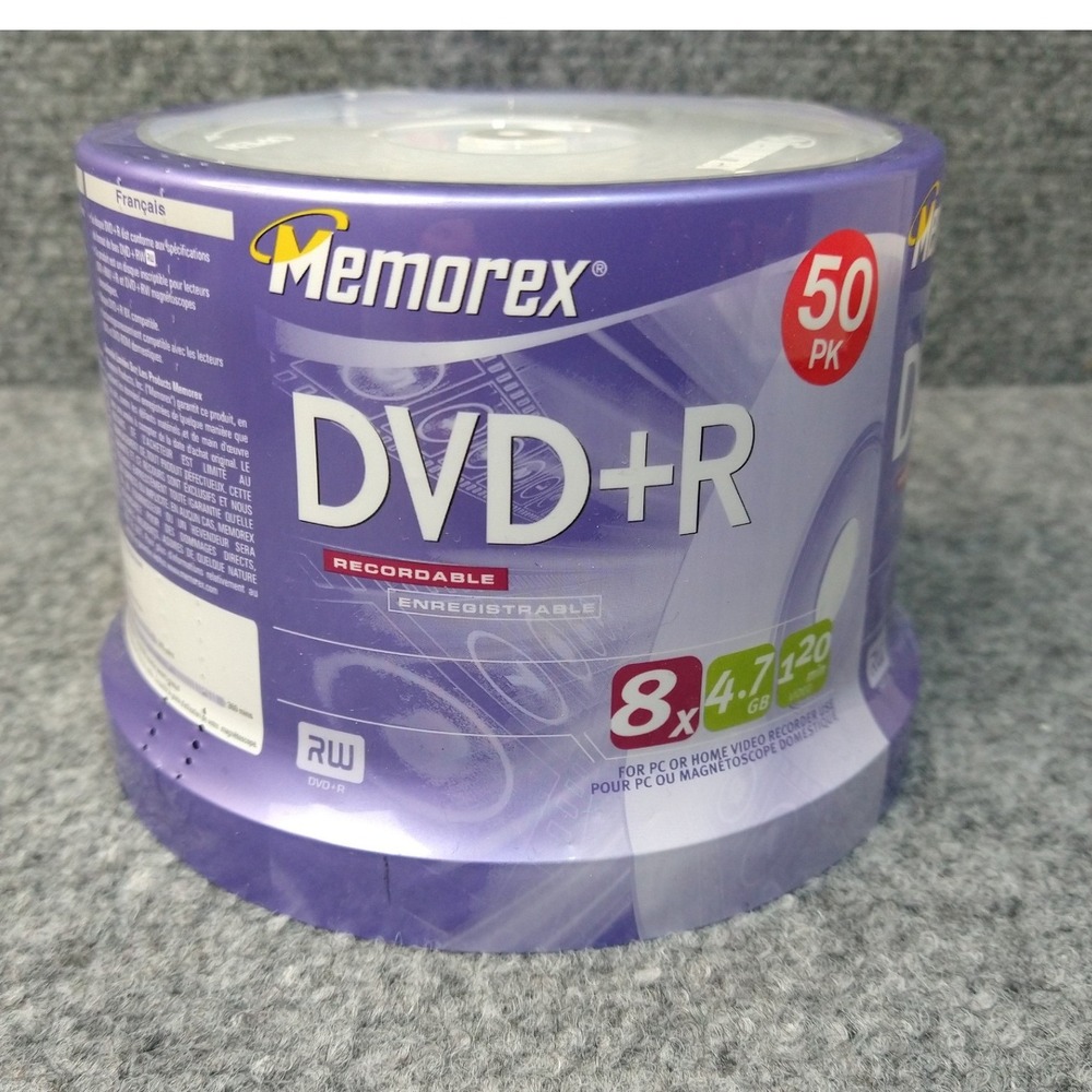 Memorex 50 Pack DVD+R 4.7GB 120 Min 8x Recordable Blank Media Spindle 3202 5607